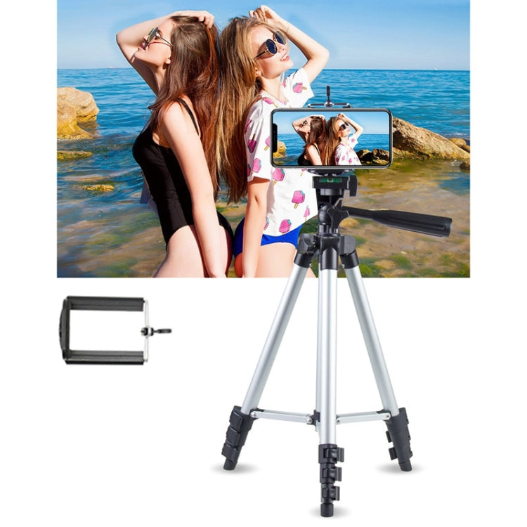 Live Broadcast Tripod 4-Section Folding Legs Aluminum Alloy Tripod Mount with U-Shape Three-Dimensional Tripod Head for DSLR & Digital Camera, Adjustable Height: 35-106cm, 3110 Silver