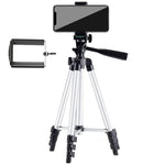 Live Broadcast Tripod 4-Section Folding Legs Aluminum Alloy Tripod Mount with U-Shape Three-Dimensional Tripod Head for DSLR & Digital Camera, Adjustable Height: 35-106cm, 3110 Silver