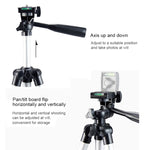 Live Broadcast Tripod 4-Section Folding Legs Aluminum Alloy Tripod Mount with U-Shape Three-Dimensional Tripod Head for DSLR & Digital Camera, Adjustable Height: 35-106cm, 3110 Silver