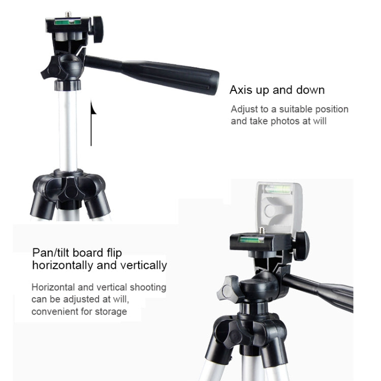 Live Broadcast Tripod 4-Section Folding Legs Aluminum Alloy Tripod Mount with U-Shape Three-Dimensional Tripod Head for DSLR & Digital Camera, Adjustable Height: 35-106cm, 3110 Silver
