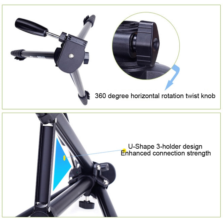 YUNTENG VCT-680RM 4-Section Folding Legs Aluminum Alloy Tripod Mount with Three-Dimensional Tripod Head for DSLR & Digital Camera, Adjustable Height: 46-138cm, VCT-680RM