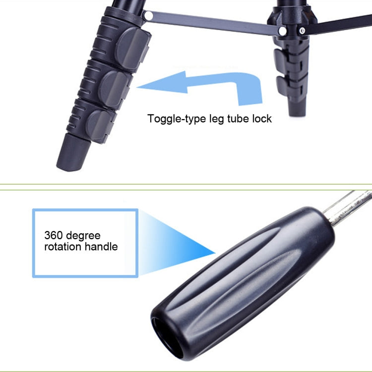 YUNTENG VCT-680RM 4-Section Folding Legs Aluminum Alloy Tripod Mount with Three-Dimensional Tripod Head for DSLR & Digital Camera, Adjustable Height: 46-138cm, VCT-680RM