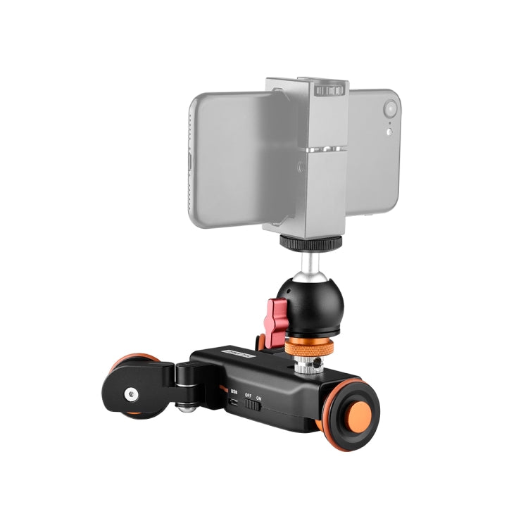 YELANGU L4X-BC Camera Wheel Dolly II Electric Track Slider 3-Wheel Video Pulley Rolling Dolly Car with Ballhead, Load: 3kg, L4X-BC