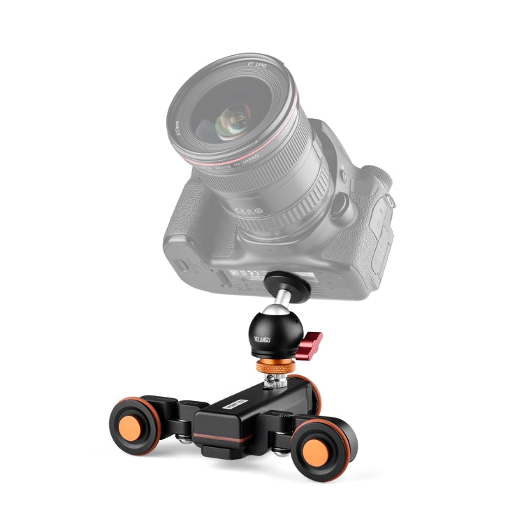YELANGU L4X-BC Camera Wheel Dolly II Electric Track Slider 3-Wheel Video Pulley Rolling Dolly Car with Ballhead, Load: 3kg, L4X-BC