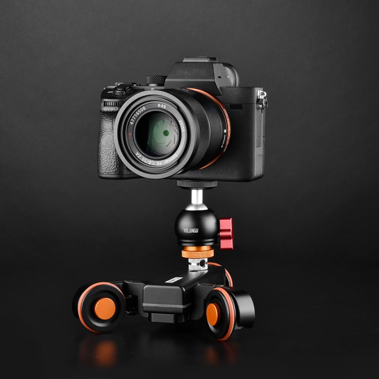 YELANGU L4X-BC Camera Wheel Dolly II Electric Track Slider 3-Wheel Video Pulley Rolling Dolly Car with Ballhead, Load: 3kg, L4X-BC