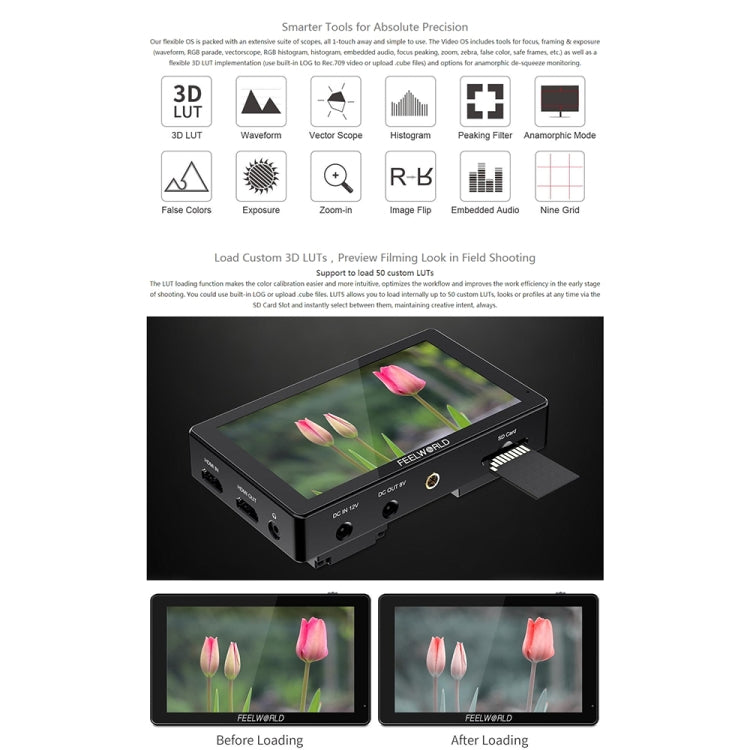 FEELWORLD LUT5 5.5 inch Ultra High Bright 3000nit Touch Screen DSLR Camera Field Monitor, LUT5