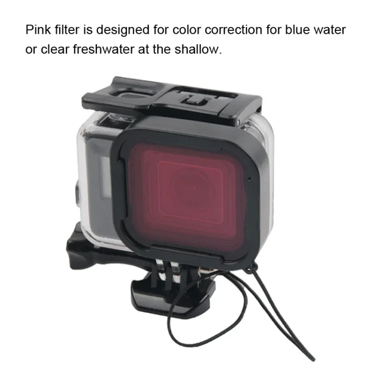 45m Waterproof Housing Protective Case + Touch Screen Back Cover for GoPro NEW HERO /HERO6 /5, with Buckle Basic Mount & Screw & (Purple, Red, Pink) Filters, No Need to Remove Lens, Touch Screen + Filters (Transparent)