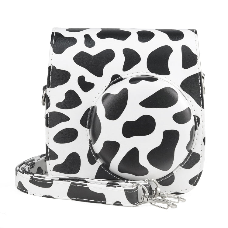Milk Cow Full Body PU Leather Case Camera  Bag with Strap for FUJIFILM instax mini 7+, Milk Cow