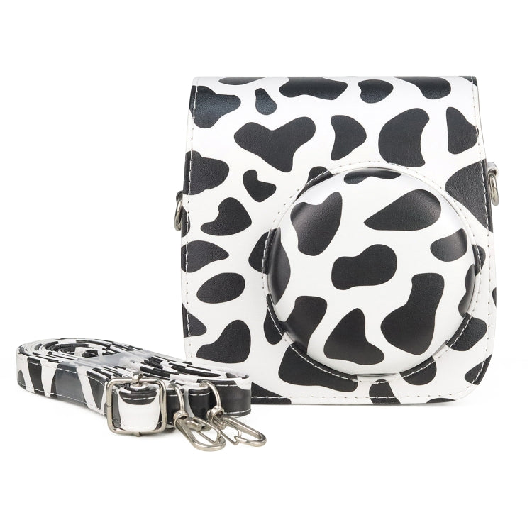 Milk Cow Full Body PU Leather Case Camera  Bag with Strap for FUJIFILM instax mini 7+, Milk Cow