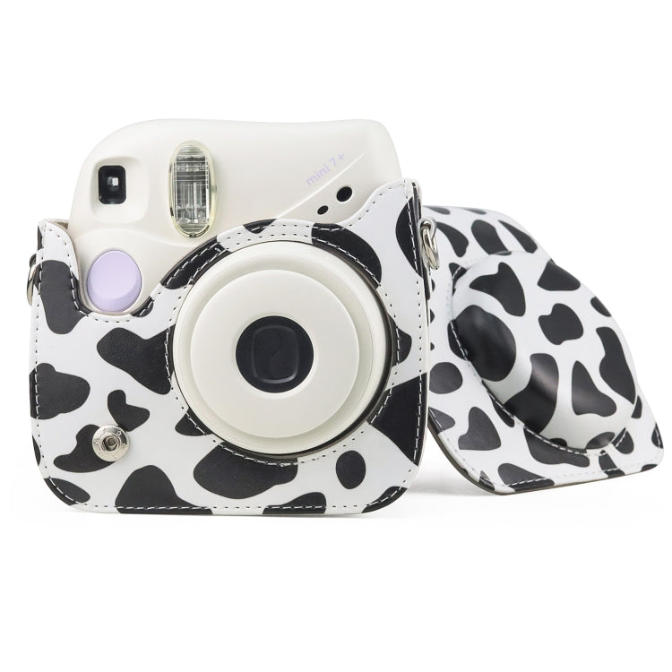 Milk Cow Full Body PU Leather Case Camera  Bag with Strap for FUJIFILM instax mini 7+, Milk Cow