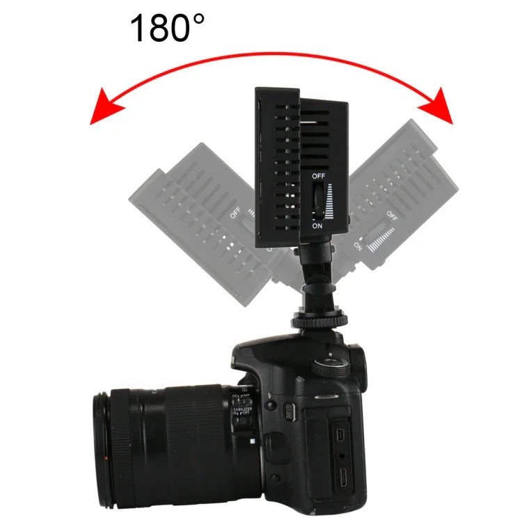 HD-160 ضوء فيديو LED أبيض على الكاميرا لإضاءة التصوير، ضوء تعبئة لكاميرات كانون، نيكون، DSLR مع 3 صفائح فلتر، HD-160