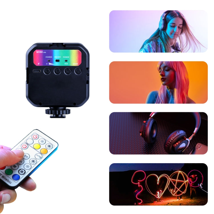 MJ88 Pocket 3000-7000K+RGB Full Color Beauty Fill Light Handheld Camera Photography Streamer LED Light with Remote Control, MJ88