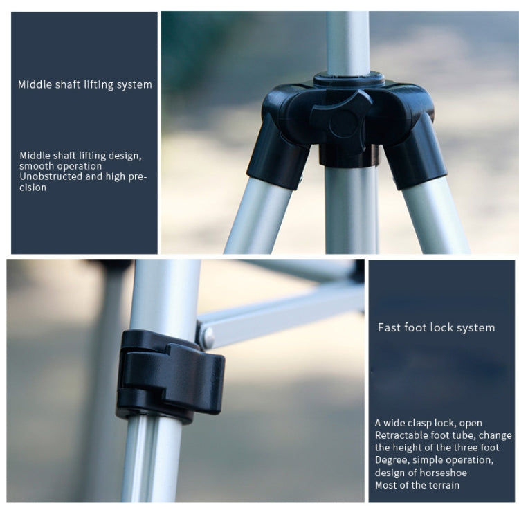 130cm 4-Section Folding Aluminum Alloy Tripod Mount with Three-Dimensional Head, L-3130 Black, L-3130 Champagne Gold, L-3130 Silver