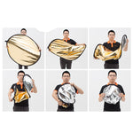 Godox FT01 2 in 1 Gold / Silver Oval Folding Reflector Board, Size: 150 x 200cm, 2 in 1 150 x 200cm