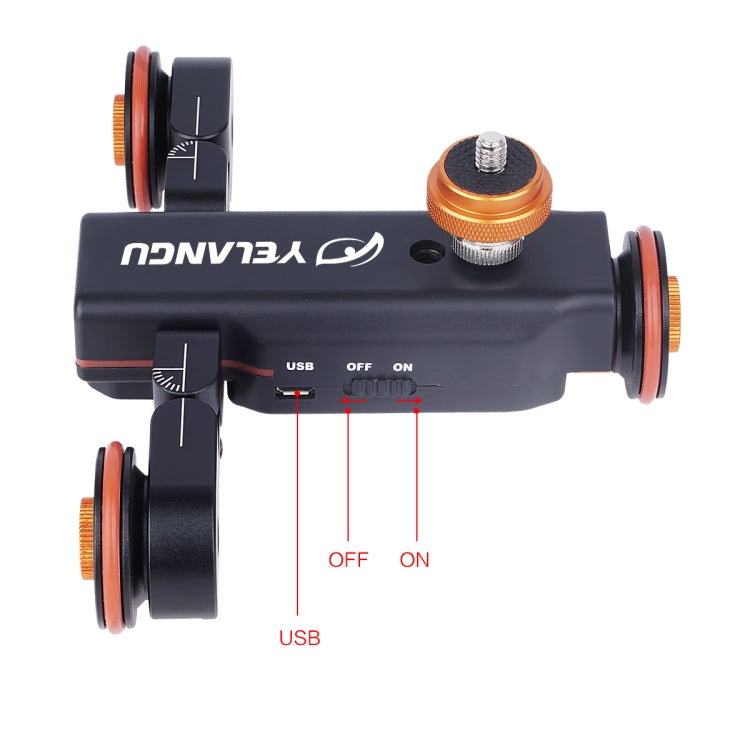 YELANGU L4X Camera Wheel Dolly II Electric Track Slider 3-Wheel Video Pulley Rolling Dolly Car with Remote Control for DSLR / Home DV Cameras, GoPro, Smartphones, Load: 3kg, L4X Dolly Car Black