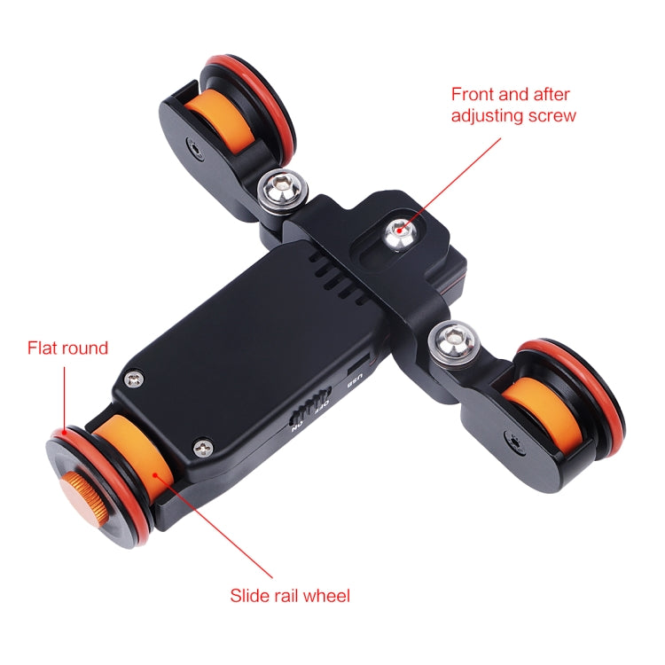 YELANGU L4X Camera Wheel Dolly II Electric Track Slider 3-Wheel Video Pulley Rolling Dolly Car with Remote Control for DSLR / Home DV Cameras, GoPro, Smartphones, Load: 3kg, L4X Dolly Car Black