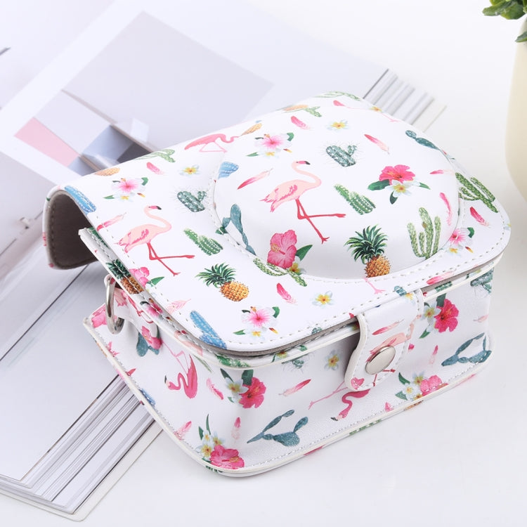 Cactus Flamingo Pattern Full Body Camera PU Leather Case Bag with Strap for FUJIFILM instax mini 9 / mini 8+ / mini 8, Cactus Flamingo