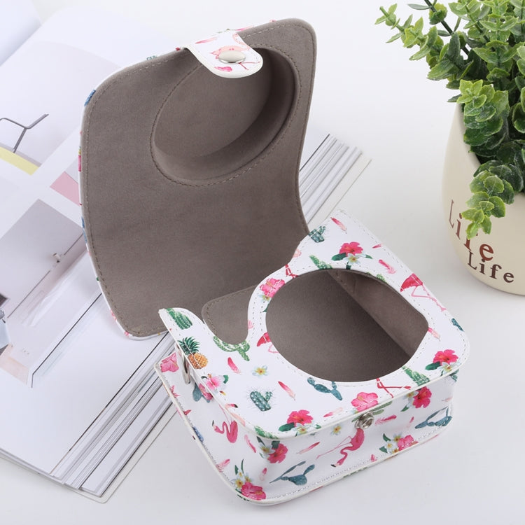 Cactus Flamingo Pattern Full Body Camera PU Leather Case Bag with Strap for FUJIFILM instax mini 9 / mini 8+ / mini 8, Cactus Flamingo