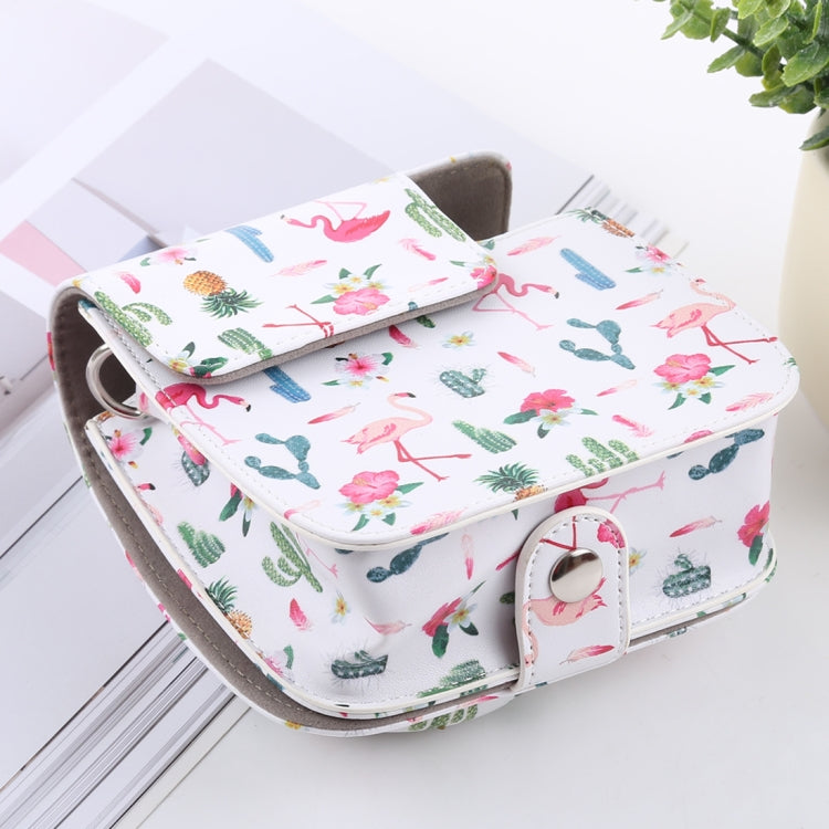 Cactus Flamingo Pattern Full Body Camera PU Leather Case Bag with Strap for FUJIFILM instax mini 9 / mini 8+ / mini 8, Cactus Flamingo