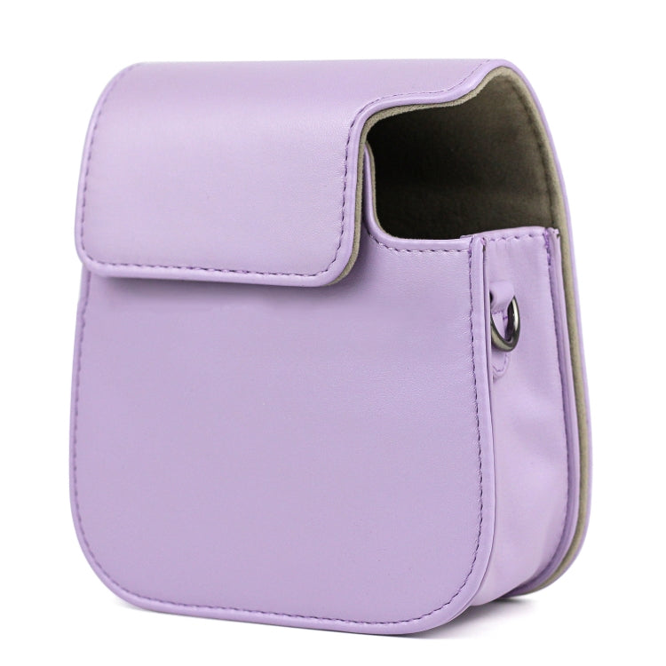 Leather Case Full Body Camera Bag with Shoulder Strap for FUJIFILM Instax mini 11, Purple