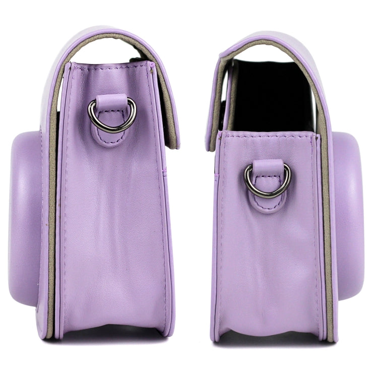 Leather Case Full Body Camera Bag with Shoulder Strap for FUJIFILM Instax mini 11, Purple