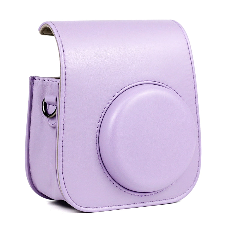 Leather Case Full Body Camera Bag with Shoulder Strap for FUJIFILM Instax mini 11, Purple