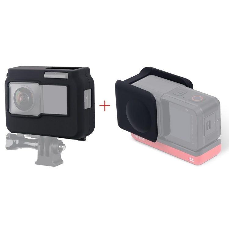 For Insta360 One R Panoramic Camera with Frame Shockproof Silicone Protective Case with Lens Cap Cover, Panoramic  Case + Lens Cap