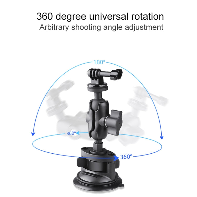Single Suction Cup Mount Holder with Tripod Adapter & Steel Tether & Safety Buckle, Single Suction Cup