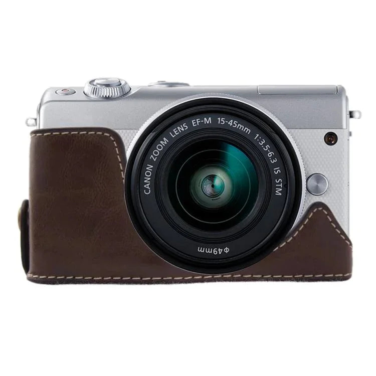 1/4 inch Thread PU Leather Camera Half Case Base for Canon EOS M100, For Canon EOS M100