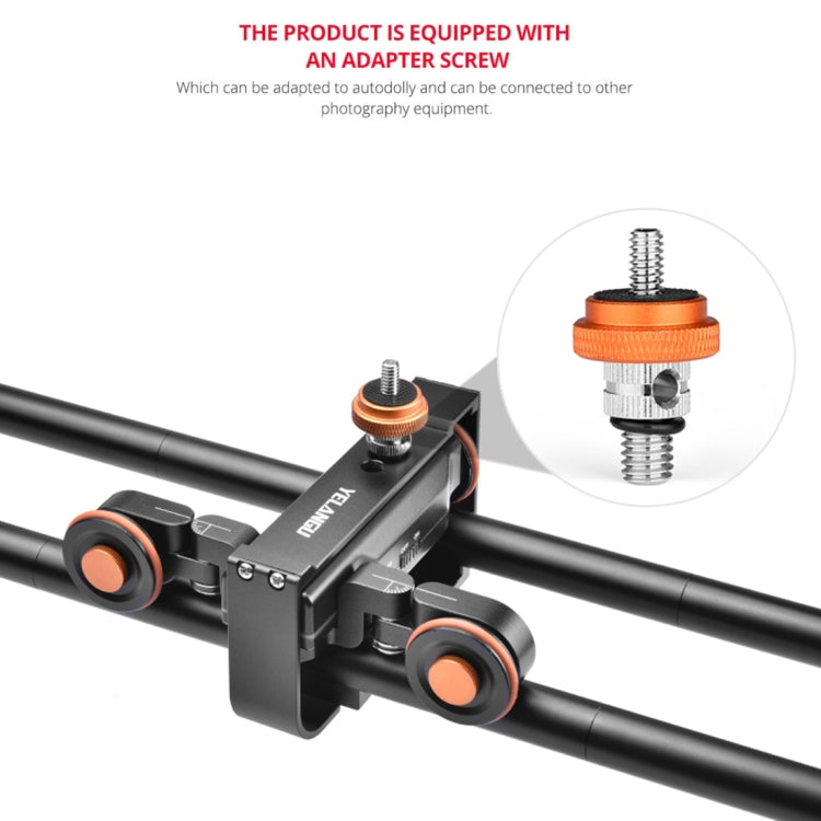 YELANGU L60E 60cm Slide Rail Track + L4 3-Wheel Video Dolly with Phone Clamp & Ballhead, L60E+L4X+PC03+T1