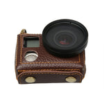 For GoPro HERO4 Litchi Texture Genuine Leather Protective Case with Sling, Litchi Texture (Brown)