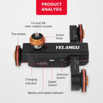 YELANGU L4X Camera Wheel Dolly + PC03 Phone Clamp with Remote, Load: 3kg, L4X Dolly+ PC03 Phone Clamp