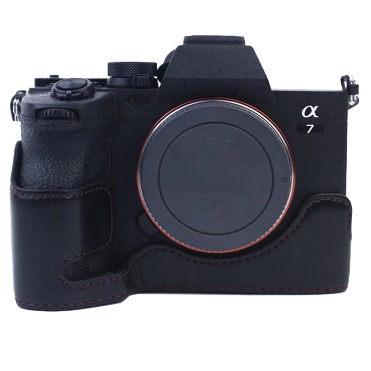 1/4 inch Thread PU Leather Camera Half Case Base for Sony A7 IV, For Sony A7 IV