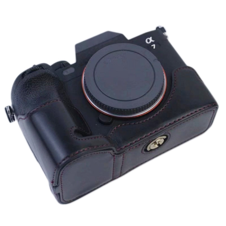1/4 inch Thread PU Leather Camera Half Case Base for Sony A7 IV, For Sony A7 IV
