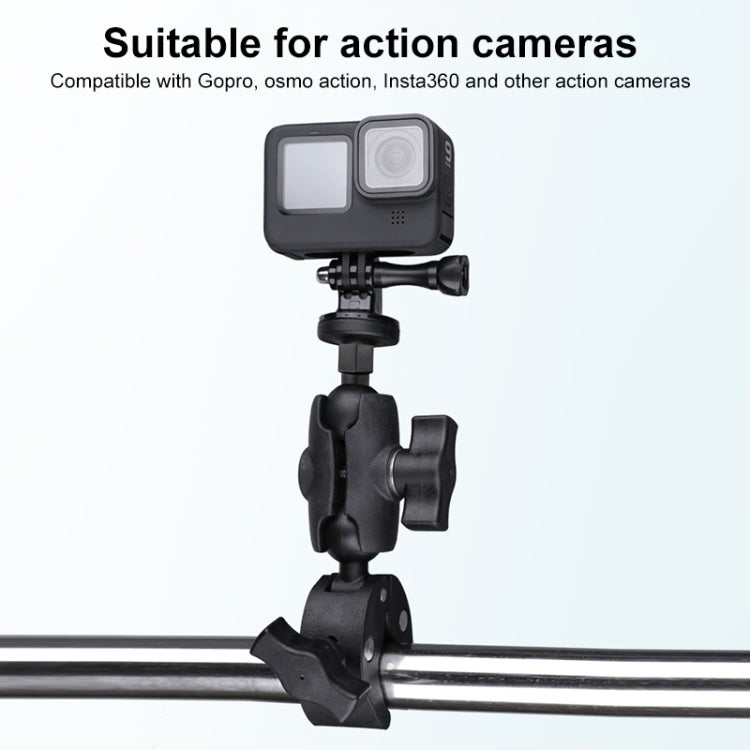 360 Rotation Adjustable Action Camera Bike Motorcycle Handlebar Holder with Phone Clamp, Standard Version with Phone Clamp