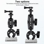 Extended Version 360 Rotation Adjustable Action Camera Bike Motorcycle Handlebar Holder with Phone Clamp, Extended Version with Phone Clamp