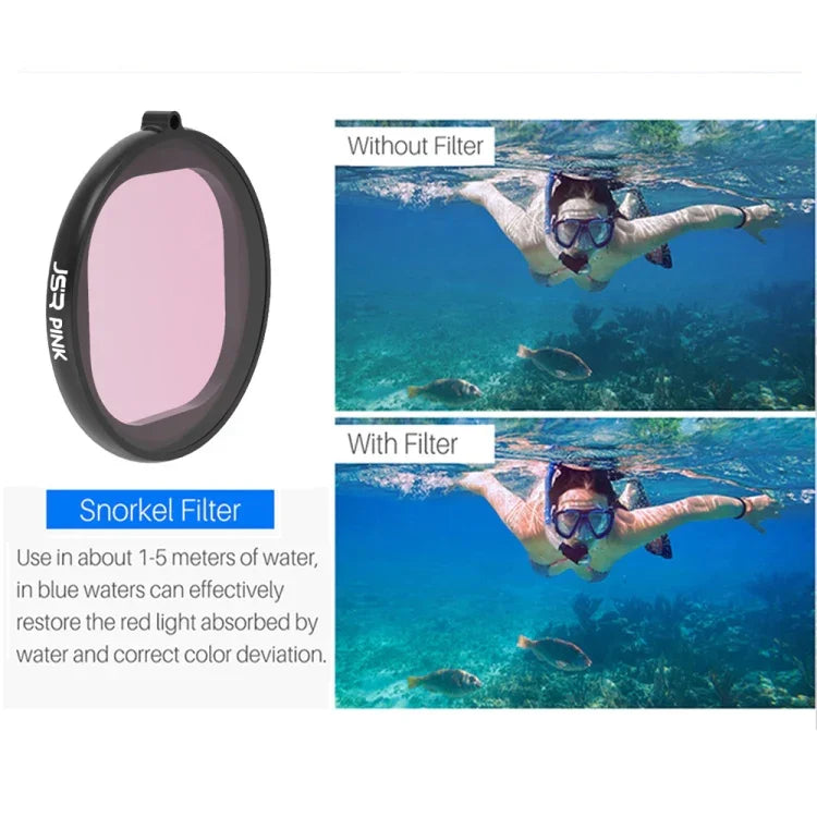 فلتر عدسة JSR غطاء دائري للغوص 6 في 1 UV + CPL + ماكرو 16X + أحمر + أصفر + بنفسجي لكاميرا GoPro HERO8 Black، عدسة 6 في 1
