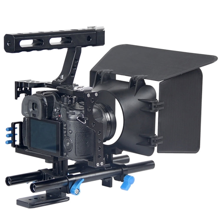 YELANGU YLG1105A Handle Video Camera Cage Stabilizer Kit with Matte Box & Follow Focus for Panasonic Lumix DMC-GH4 & G7 / Sony A7 & A7S & A7R & A7RII & A7SII, YLG1105A
