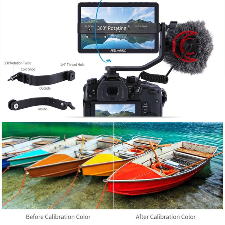 FEELWORLD F5 Pro V4 6 inch Touch Screen DSLR Camera Field Monitor 3D LUT 4K HDMI Input Output Tilt Arm, F5 Pro V4