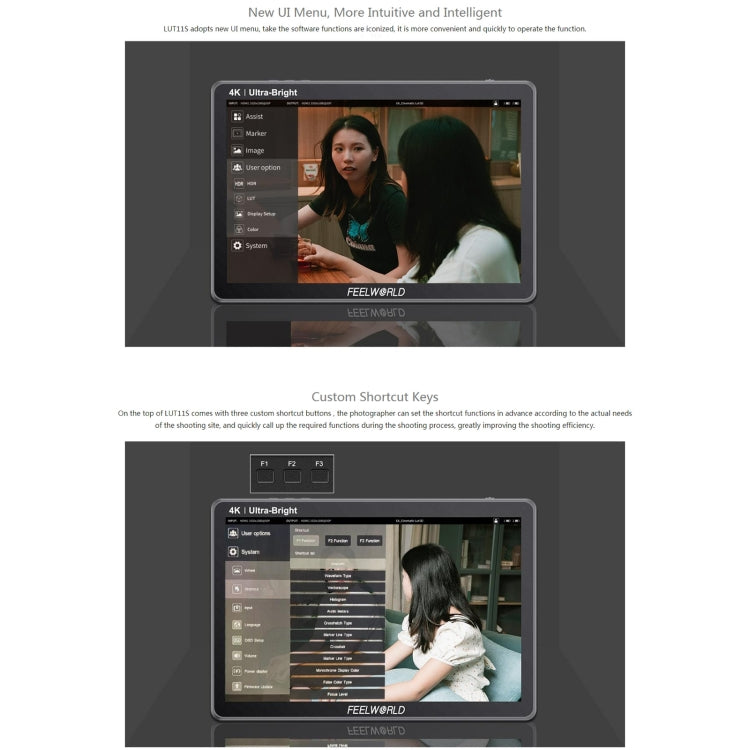 FEELWORLD LUT11S 10.1 inch Ultra High Bright 2000nit Touch Screen DSLR Camera Field Monitor, 3G-SDI 4K HDMI Input Output 1920 x 1200 IPS Panel, LUT11S