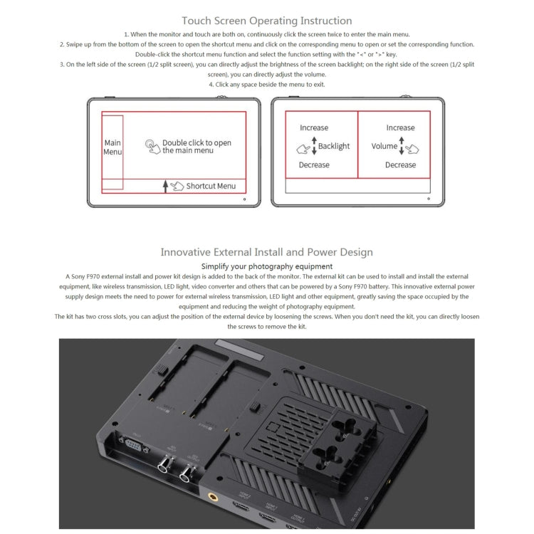 FEELWORLD LUT11S 10.1 inch Ultra High Bright 2000nit Touch Screen DSLR Camera Field Monitor, 3G-SDI 4K HDMI Input Output 1920 x 1200 IPS Panel, LUT11S