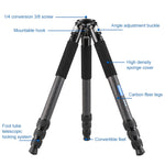 BEXIN RC334 Portable Collapsible Carbon Fiber Camera Tripod with K44 Panoramic BallHead, RC334+K44