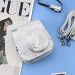 For FUJIFILM instax mini 11 / 9 / 8 Marble Full Body Leather Case Camera Bag with Strap
