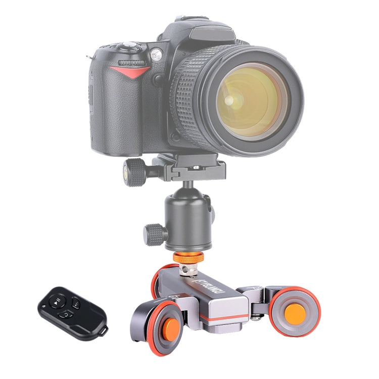 YELANGU L4X Camera 3-wheel Dolly II Electric Track Slider 3-Wheel Video Pulley Rolling Dolly Car with Remote Control for DSLR / Home DV Cameras, GoPro, Smartphones, Load: 3kg, L4X Dolly Car Grey