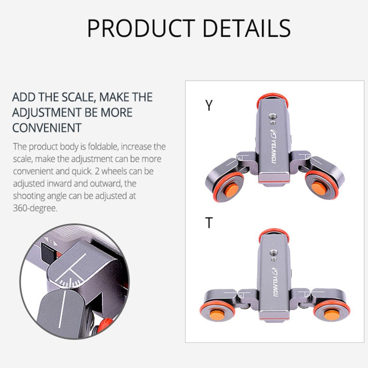 YELANGU L4X Camera 3-wheel Dolly II Electric Track Slider 3-Wheel Video Pulley Rolling Dolly Car with Remote Control for DSLR / Home DV Cameras, GoPro, Smartphones, Load: 3kg, L4X Dolly Car Grey