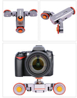 YELANGU L4X Camera 3-wheel Dolly II Electric Track Slider 3-Wheel Video Pulley Rolling Dolly Car with Remote Control for DSLR / Home DV Cameras, GoPro, Smartphones, Load: 3kg, L4X Dolly Car Grey