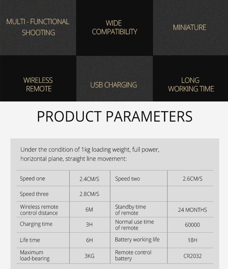 YELANGU L4X Camera 3-wheel Dolly II Electric Track Slider 3-Wheel Video Pulley Rolling Dolly Car with Remote Control for DSLR / Home DV Cameras, GoPro, Smartphones, Load: 3kg, L4X Dolly Car Grey