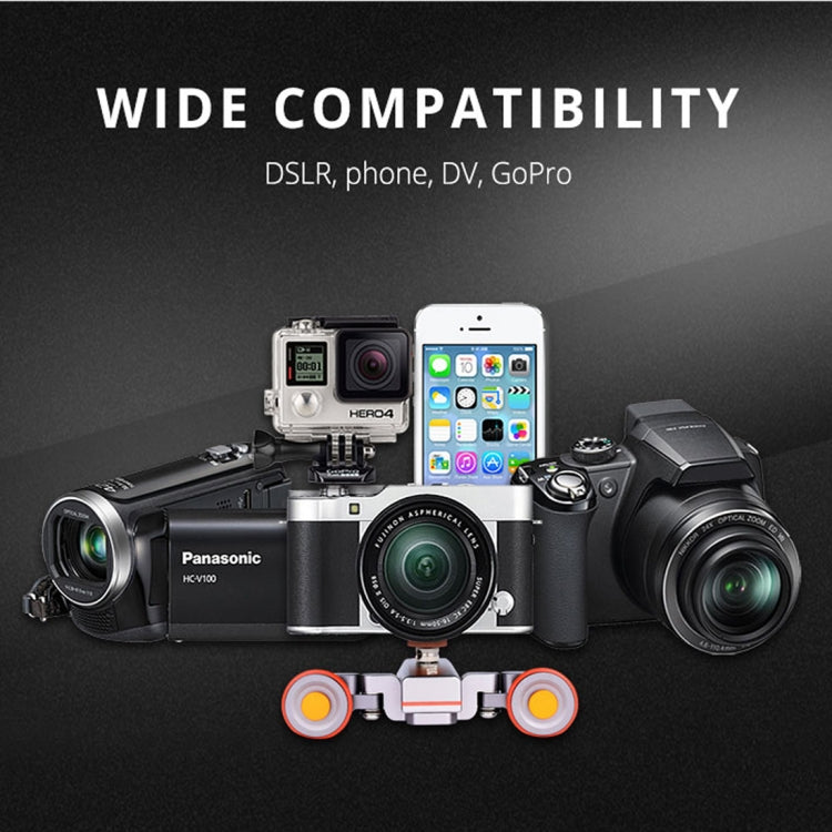 YELANGU L4X Camera 3-wheel Dolly II Electric Track Slider 3-Wheel Video Pulley Rolling Dolly Car with Remote Control for DSLR / Home DV Cameras, GoPro, Smartphones, Load: 3kg, L4X Dolly Car Grey