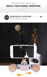 YELANGU L4X Camera 3-wheel Dolly II Electric Track Slider 3-Wheel Video Pulley Rolling Dolly Car with Remote Control for DSLR / Home DV Cameras, GoPro, Smartphones, Load: 3kg, L4X Dolly Car Grey