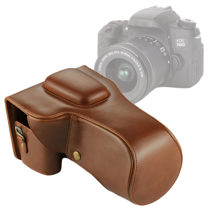 حقيبة جلد PU كاملة للجسم لكاميرا Canon EOS 760D / 750D (عدسة 18-135 مم)، لكاميرا EOS 760D